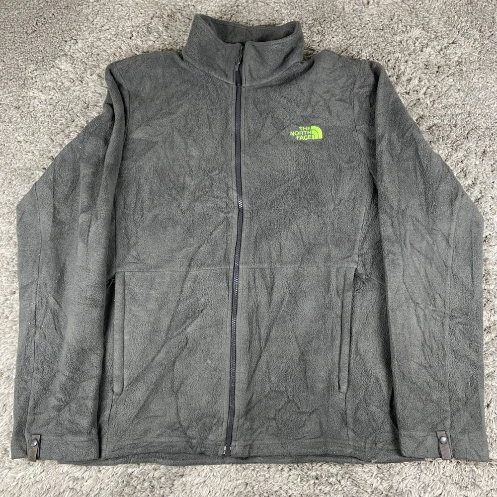 The North Face Fleece Jacket Mens M Gray Full Zip Mock Neck Outdoors TKA 100